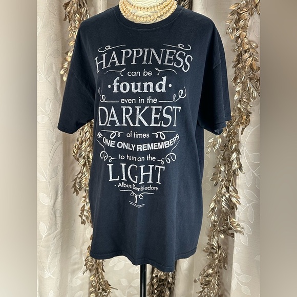 Fruit of the Loom unisex XL Black Graphic Tee Harry Potter Dumbledore Streetwear - Picture 1 of 8